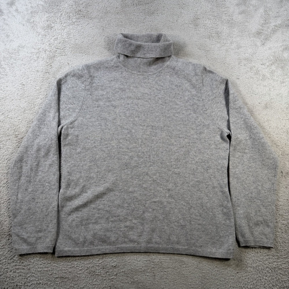 Charter Club Sweater Womens Large Grey 100% Cashmere Turtleneck Pullover 2 Ply